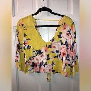 Floral Yellow Crop Top
